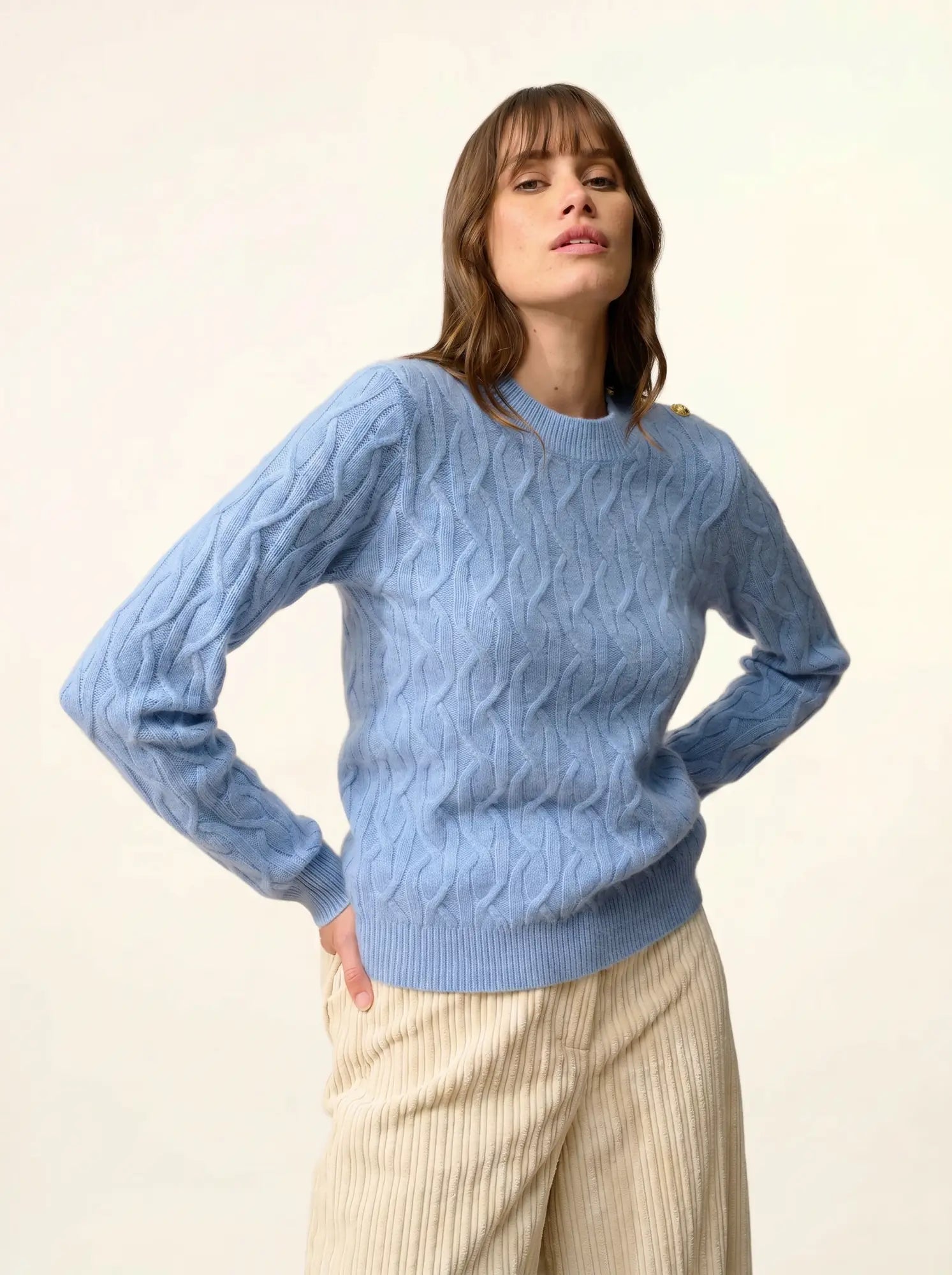 LYND pullover rundhalsausschnitt marine 4-fädig himmelblau