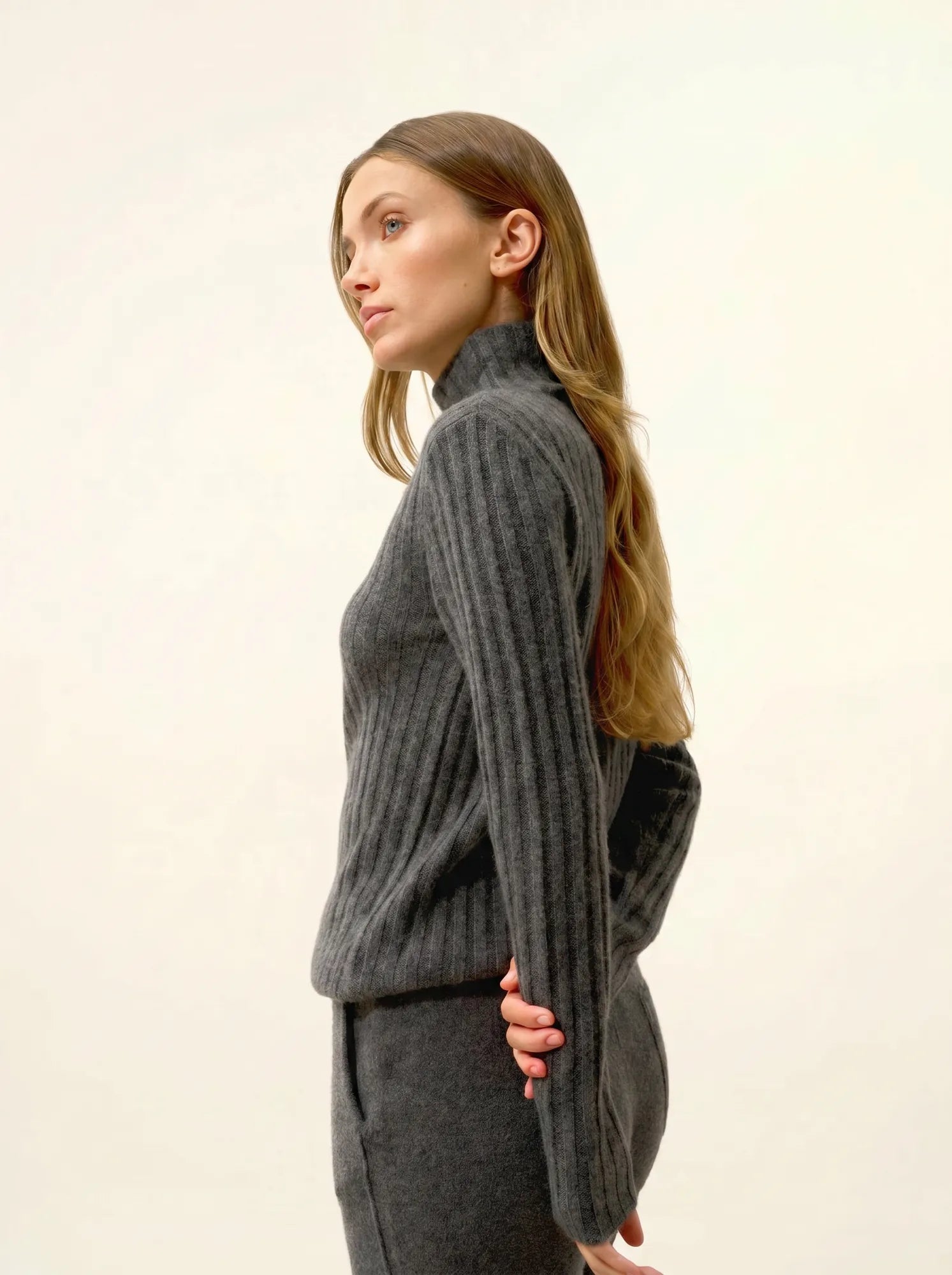 SUNNEVA pullover stehkragen 4-fädig anthrazit meliert