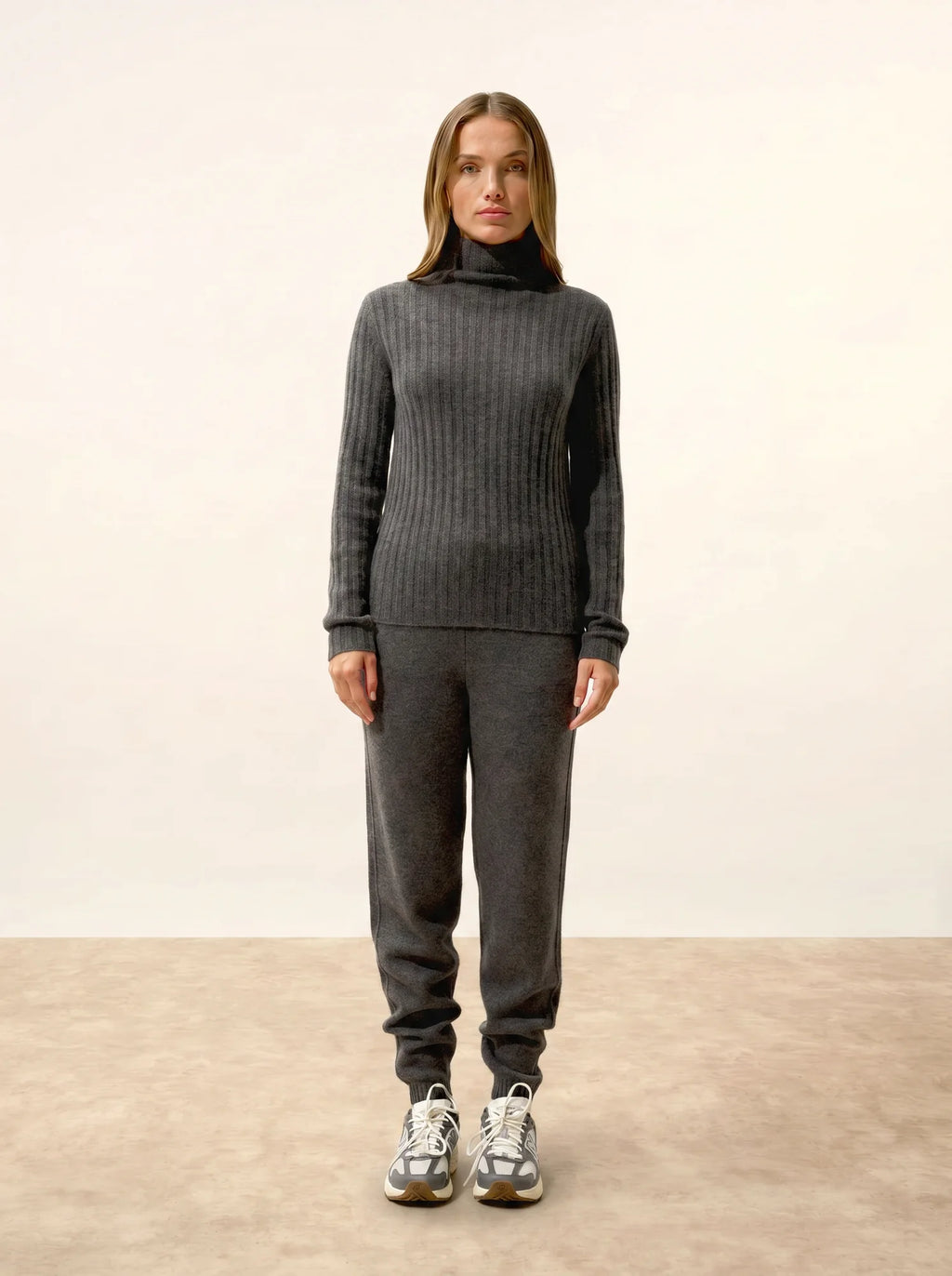SUNNEVA pullover stehkragen 4-fädig anthrazit meliert
