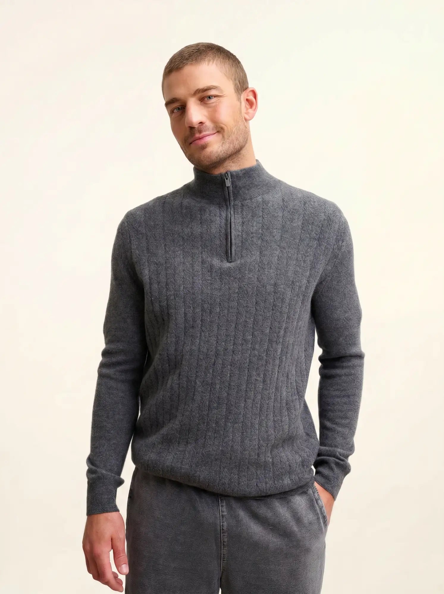 HILMIR pullover dockermütze anthrazit meliert