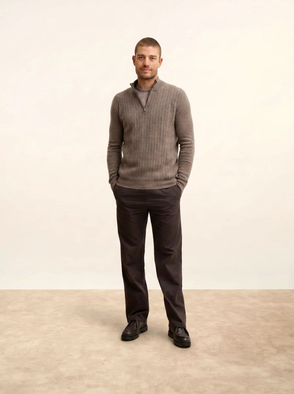HILMIR pullover dockermütze taupe meliert