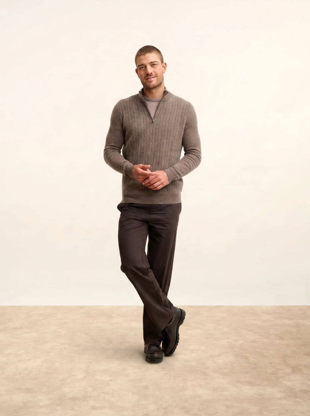 HILMIR pullover dockermütze taupe meliert