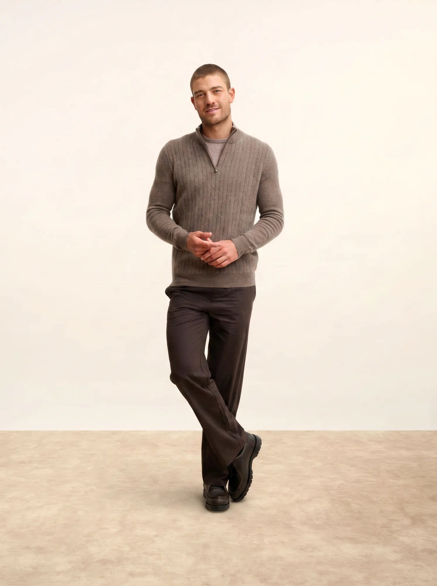 HILMIR pullover dockermütze taupe meliert