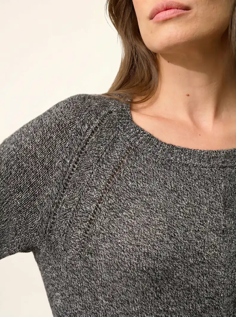 AREQUIPA pullover rundhalsausschnitt 4-fädig schwarz und weiß
