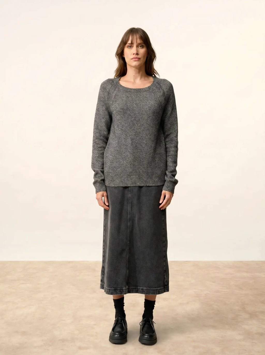 AREQUIPA pullover rundhalsausschnitt 4-fädig schwarz und weiß