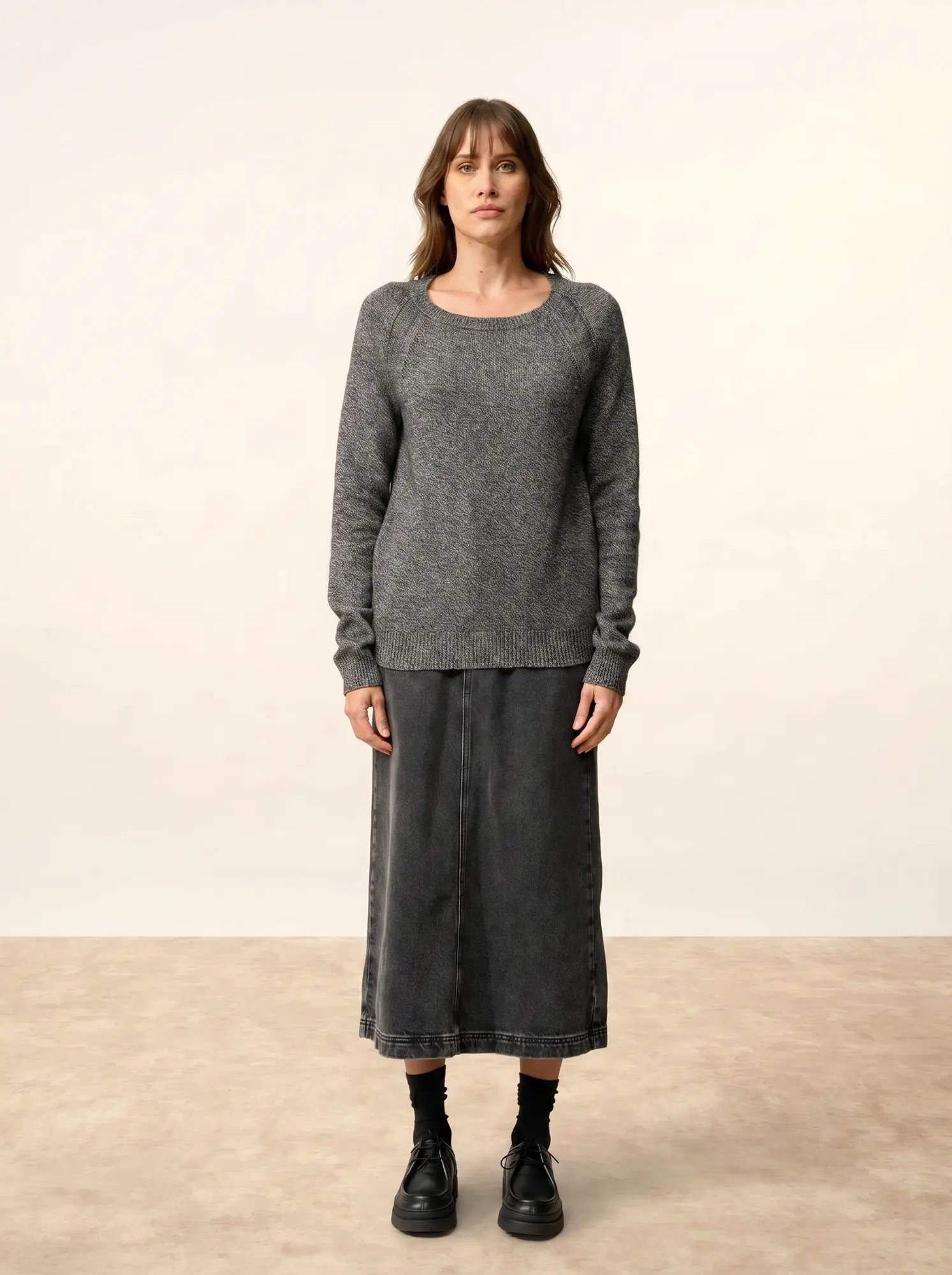 AREQUIPA pullover rundhalsausschnitt 4-fädig schwarz und weiß