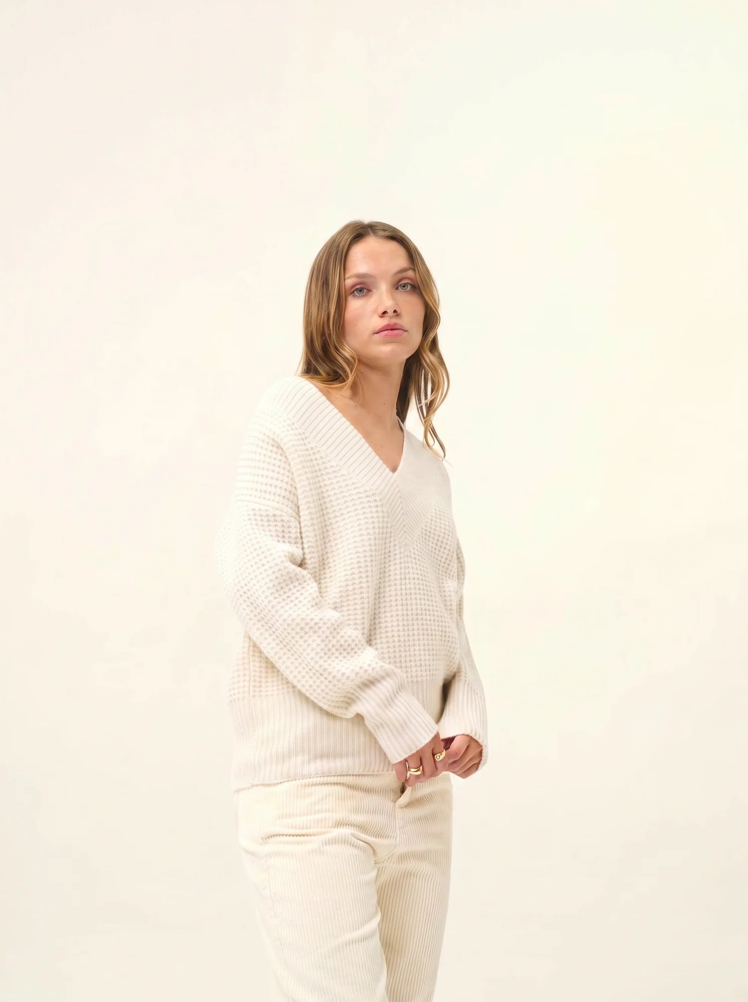 TACNA pullover v-ausschnitt 8-fädig schnee