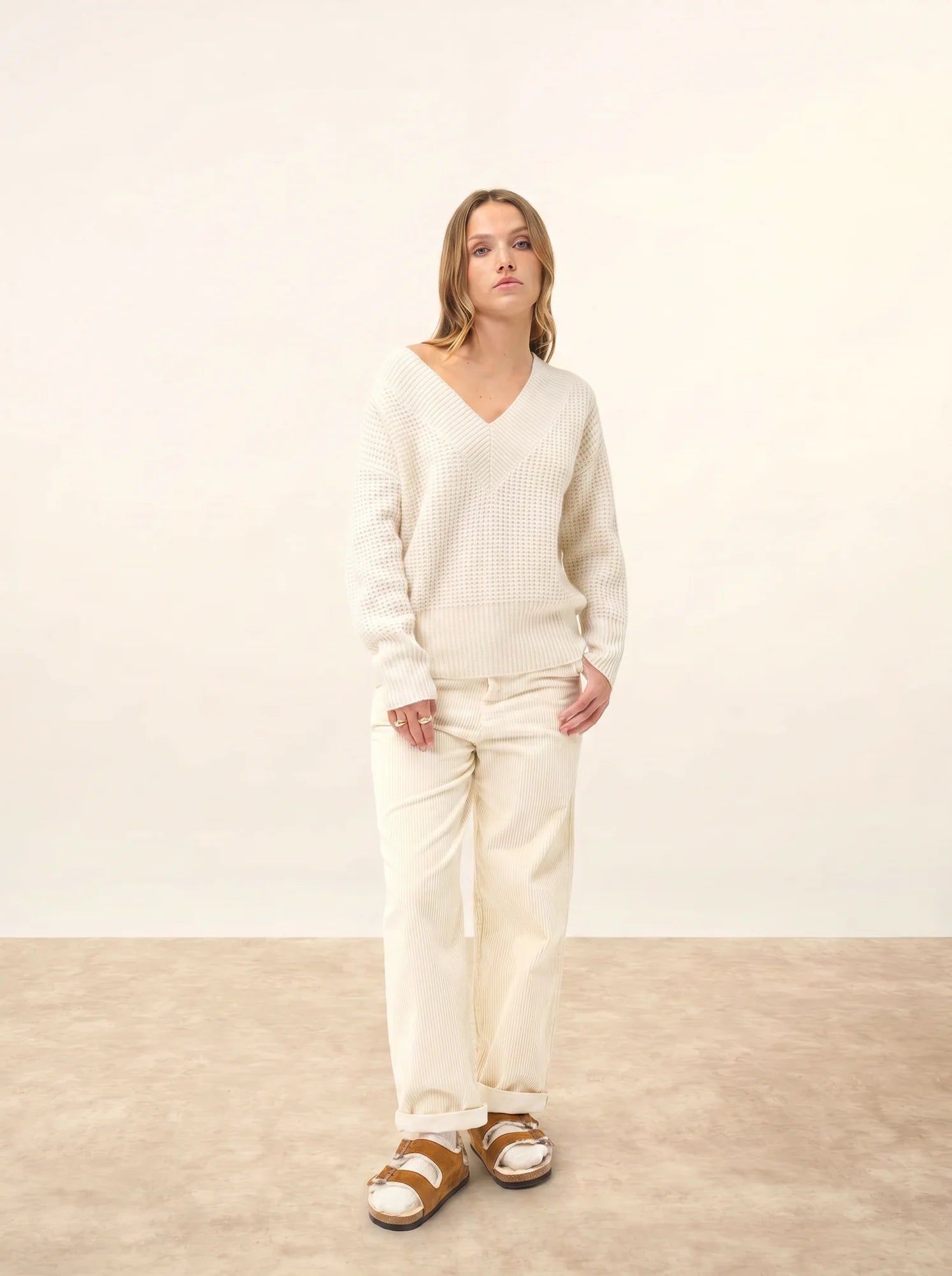 TACNA pullover v-ausschnitt 8-fädig schnee