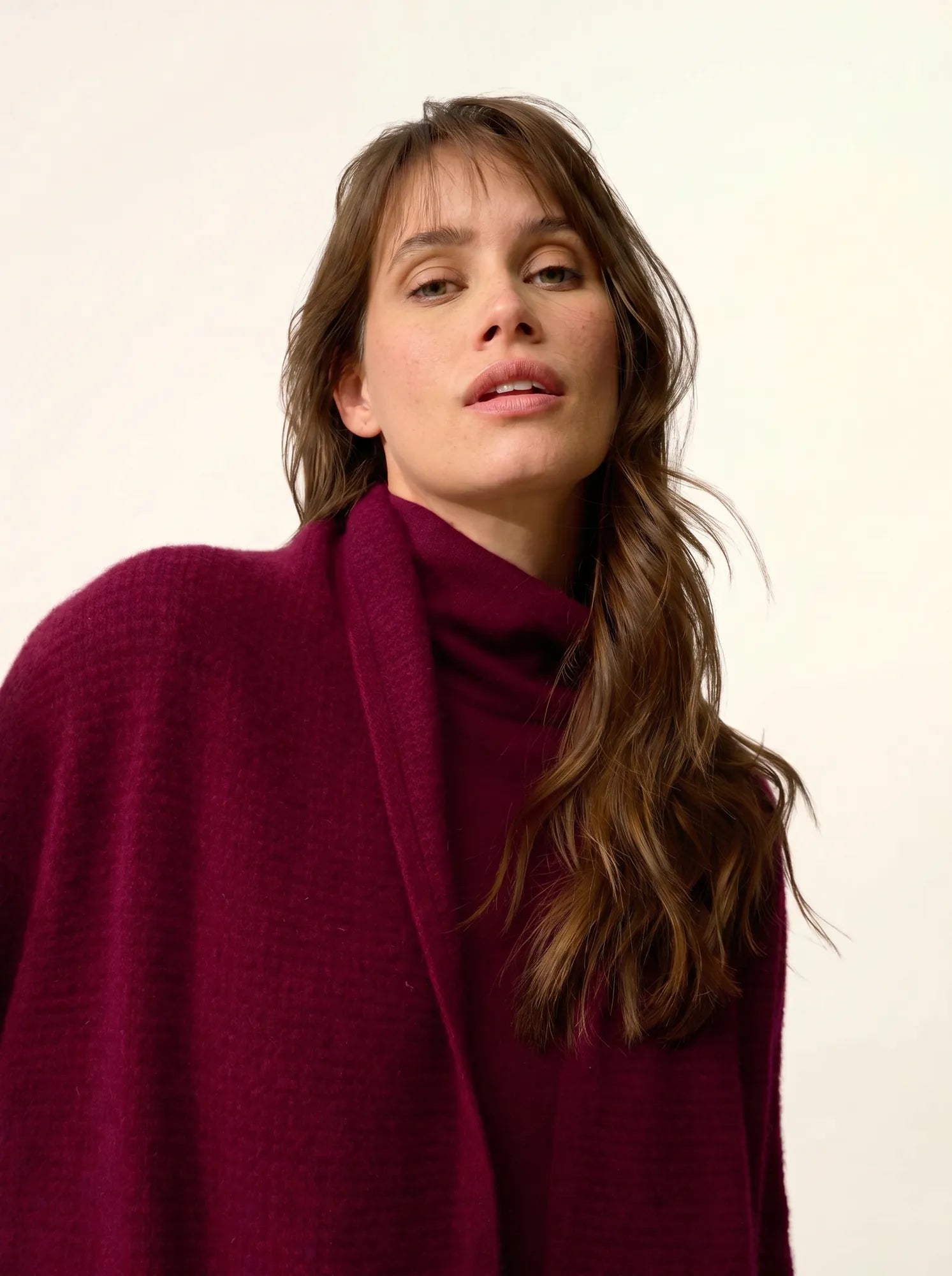 TARAPOTO jacke lang offen schalkragen 4-fädig bordeaux