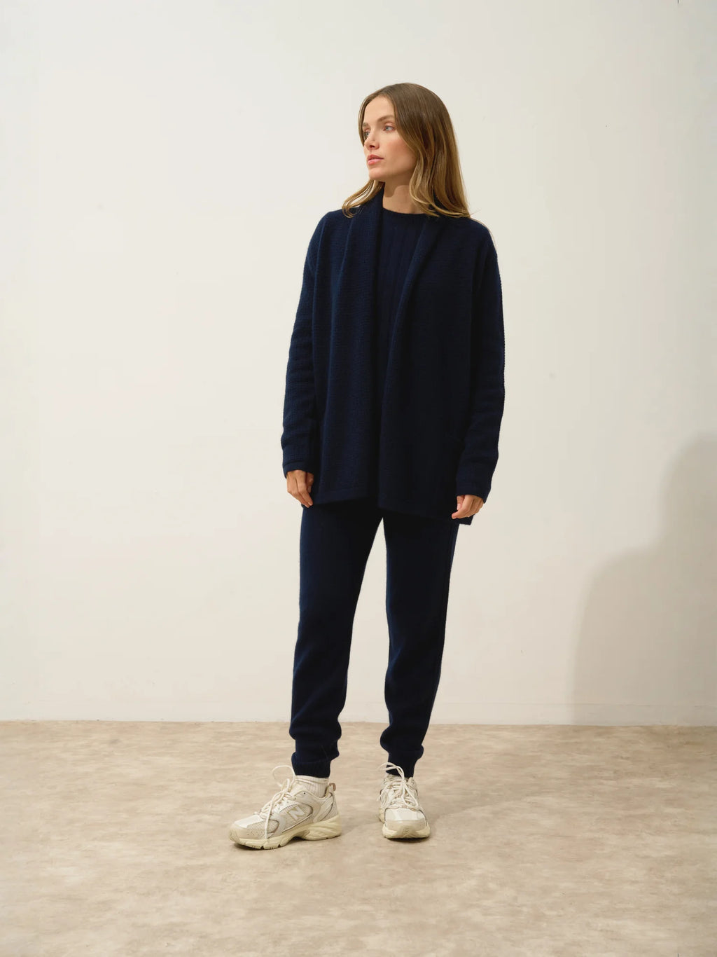 TARAPOTO jacke lang offen schalkragen 4-fädig marineblau