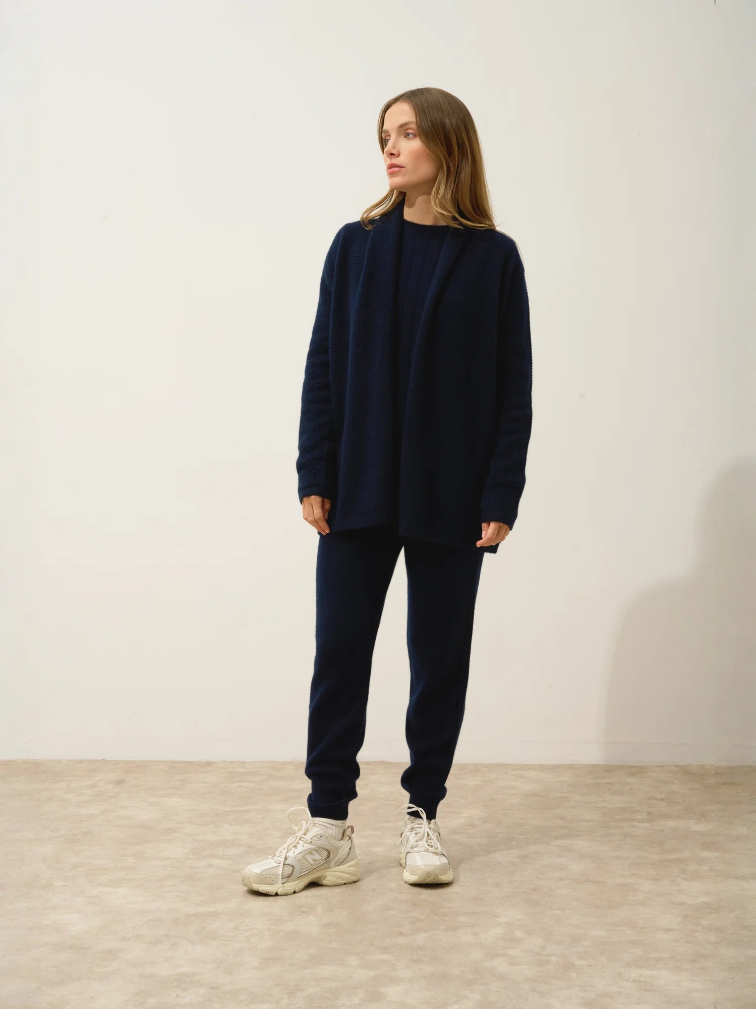 TARAPOTO jacke lang offen schalkragen 4-fädig marineblau