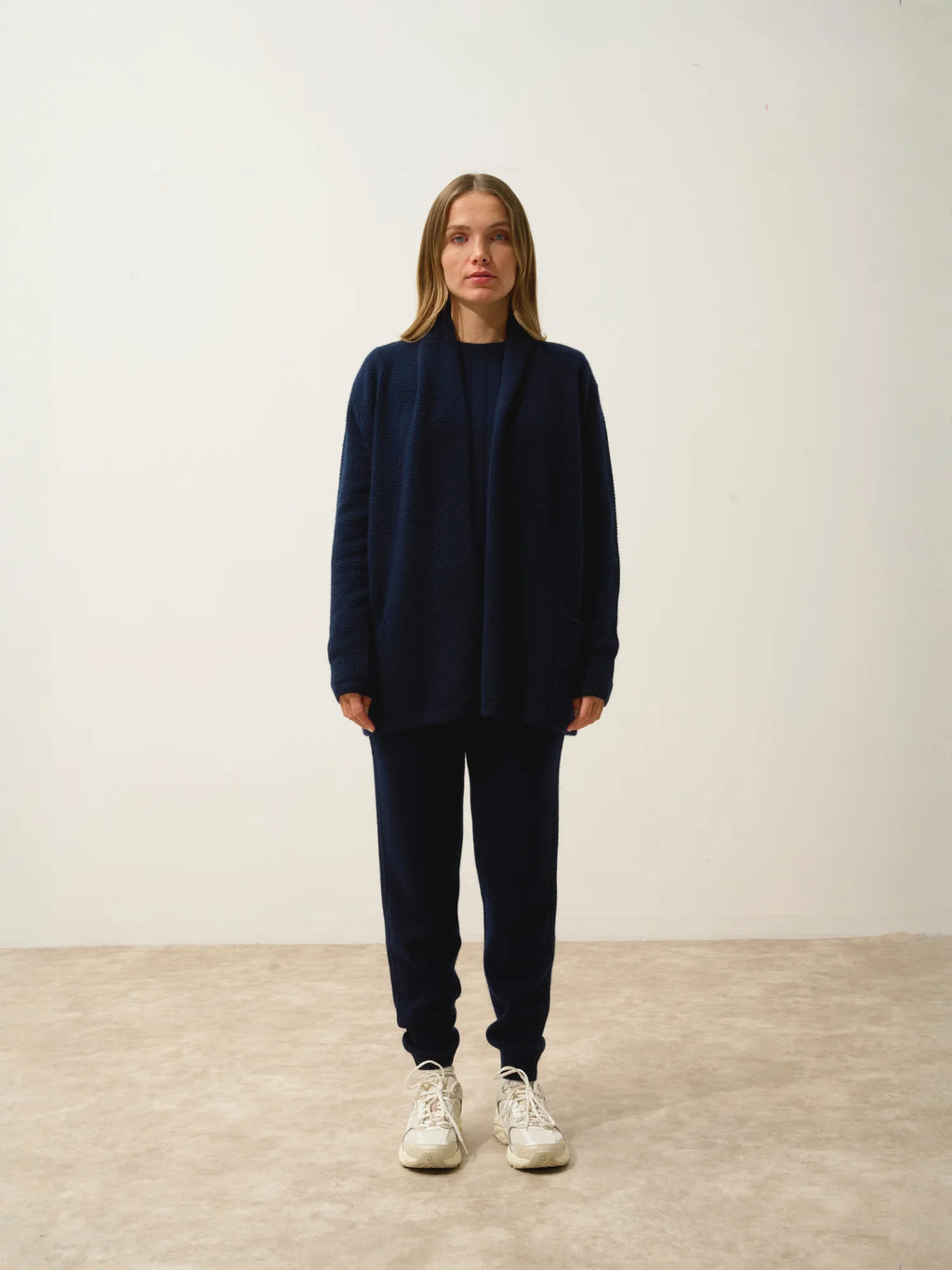 TARAPOTO jacke lang offen schalkragen 4-fädig marineblau