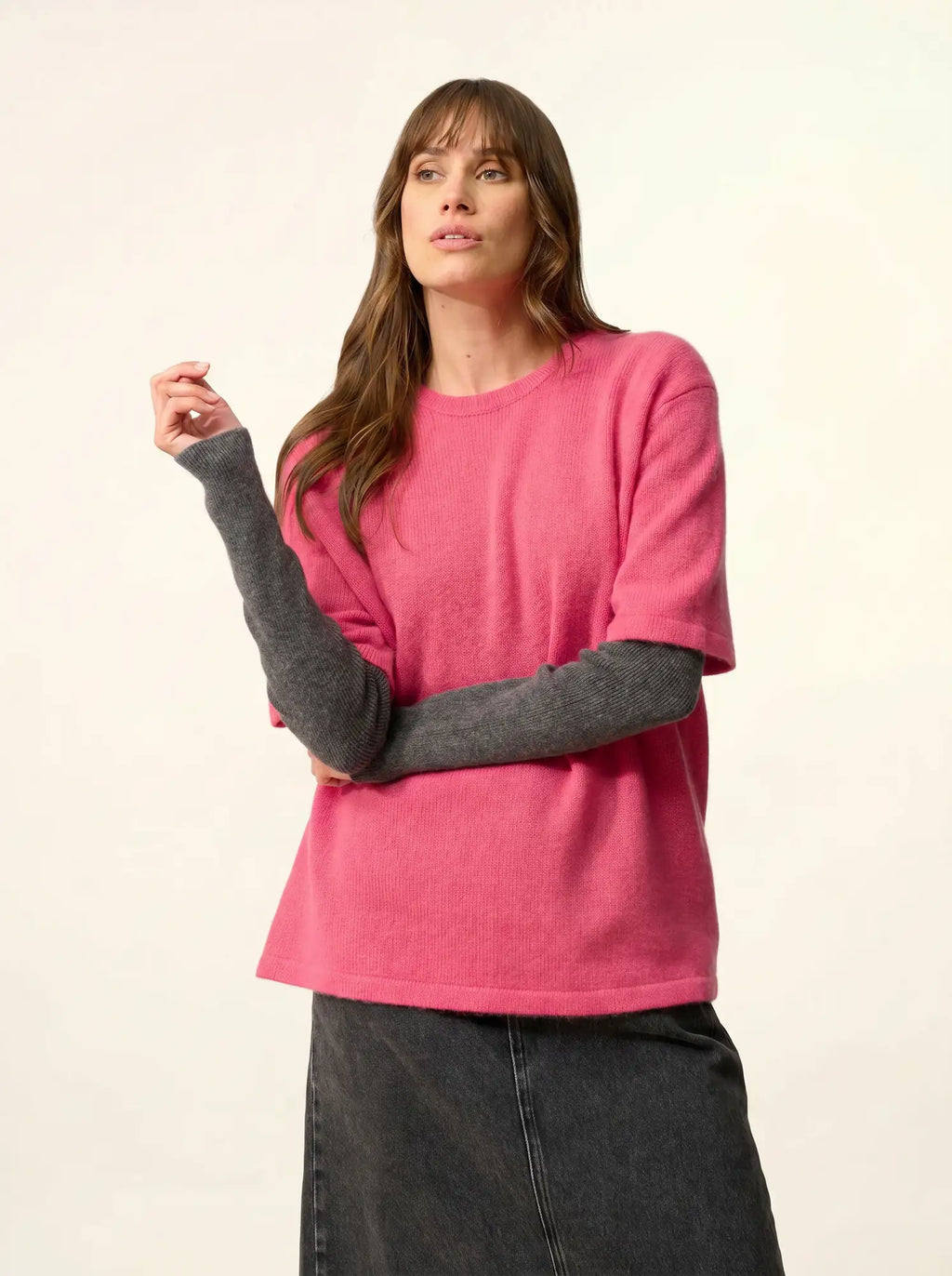 CARLA t-shirt rundhalsausschnitt 4-fädig fraise