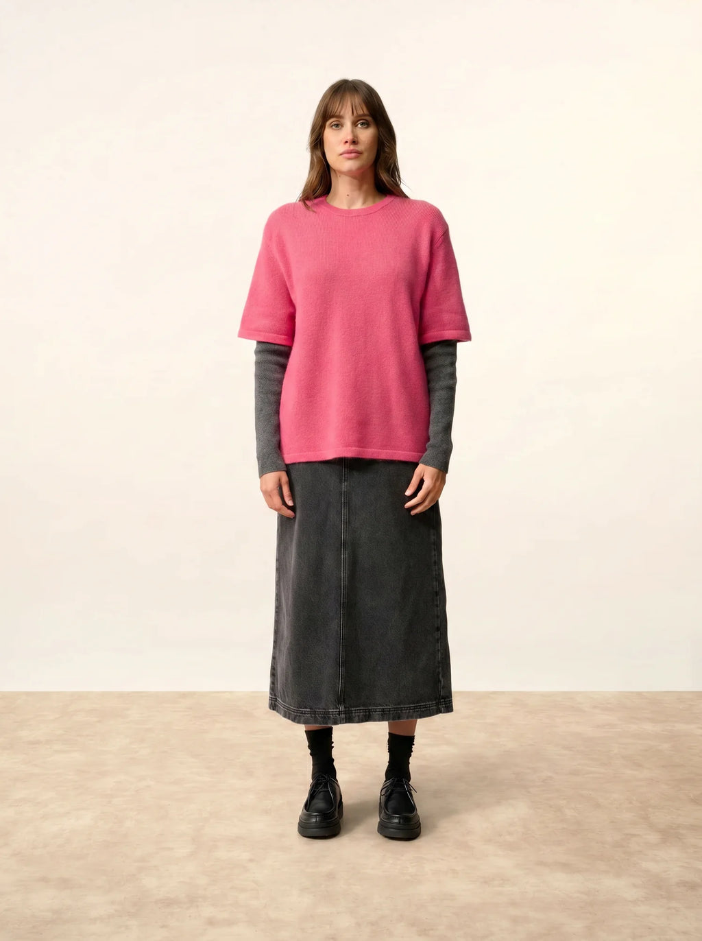 CARLA t-shirt rundhalsausschnitt 4-fädig fraise