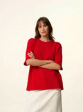 CARLA t-shirt rundhalsausschnitt 4-fädig rot