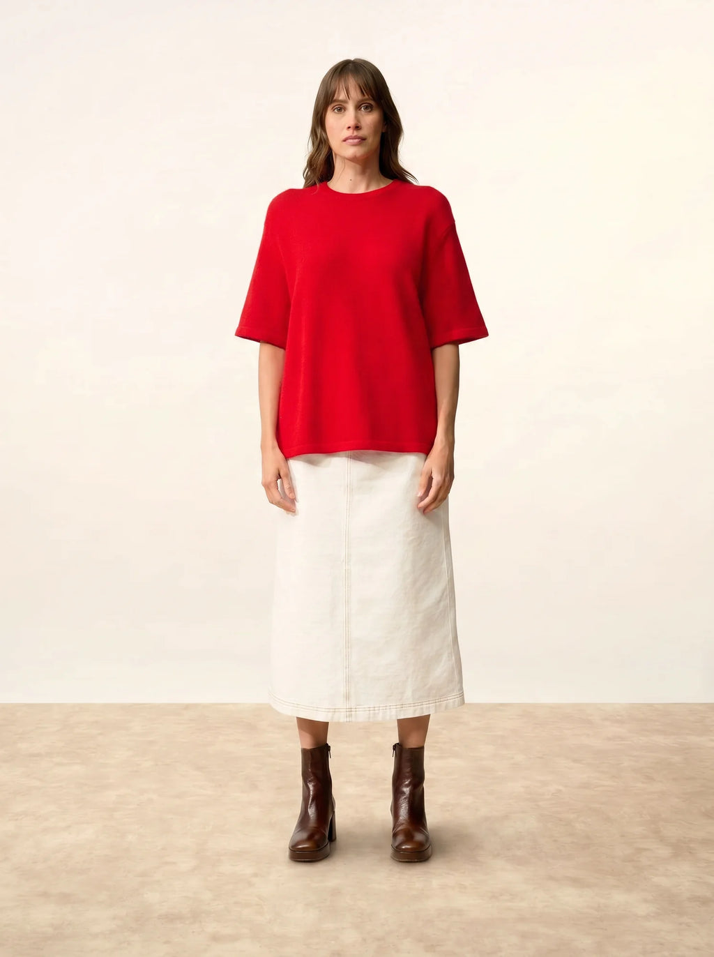 CARLA t-shirt rundhalsausschnitt 4-fädig rot