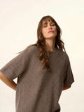 CARLA t-shirt rundhalsausschnitt 4-fädig taupe meliert