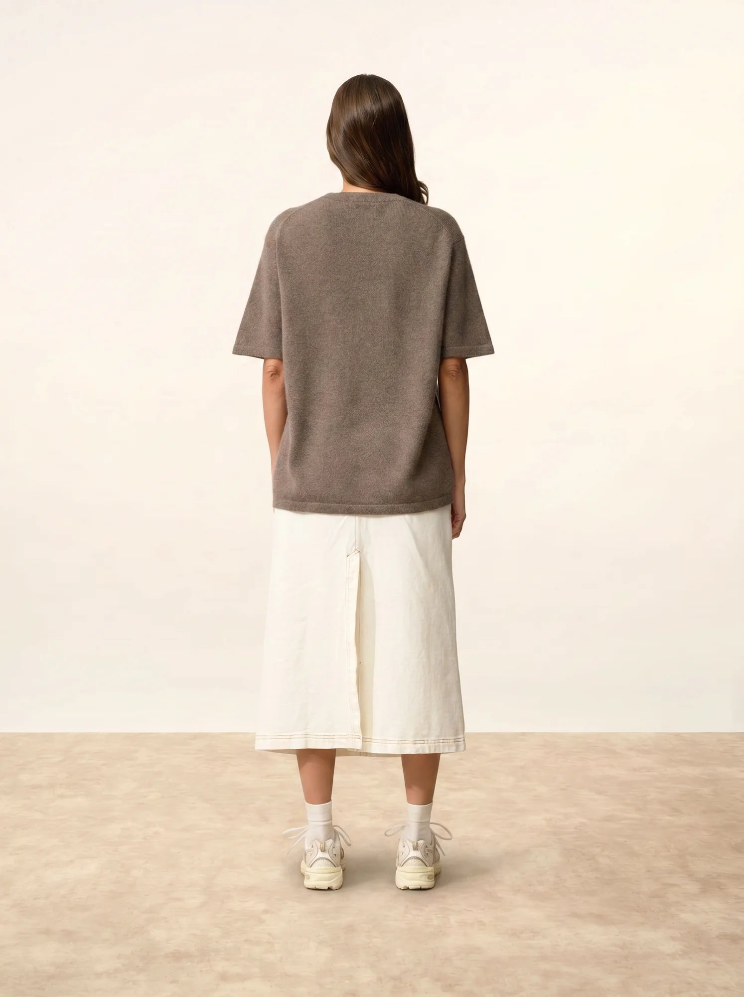 CARLA t-shirt rundhalsausschnitt 4-fädig taupe meliert