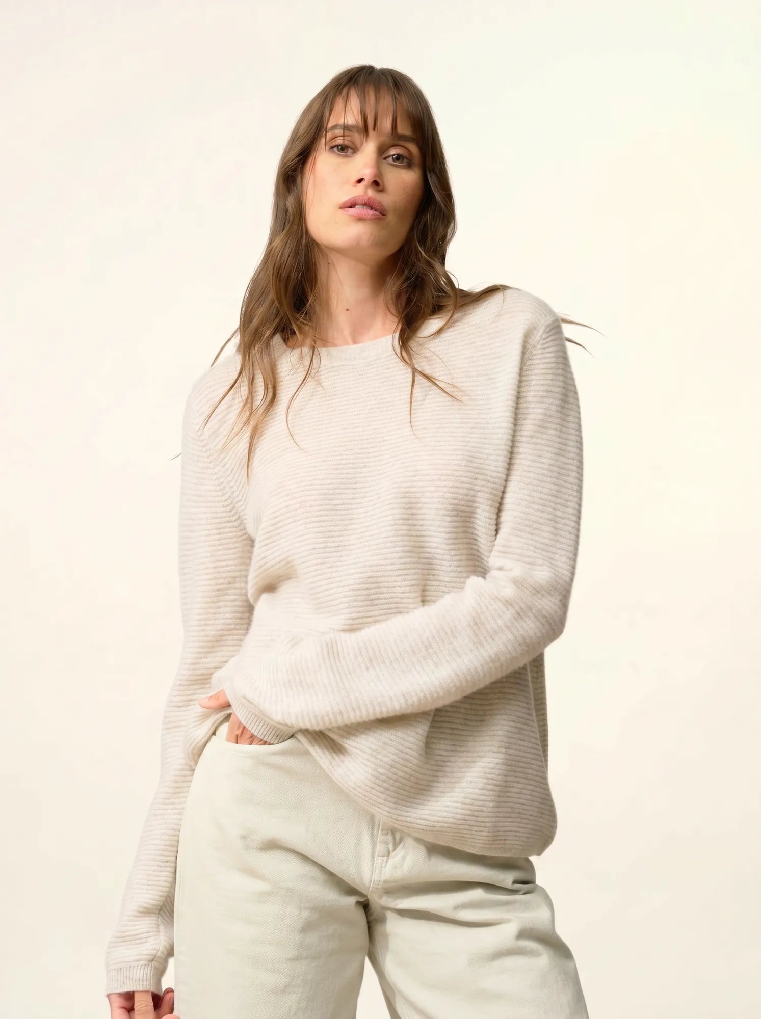 NETHY pullover u-boot-ausschnitt perlgrau meliert
