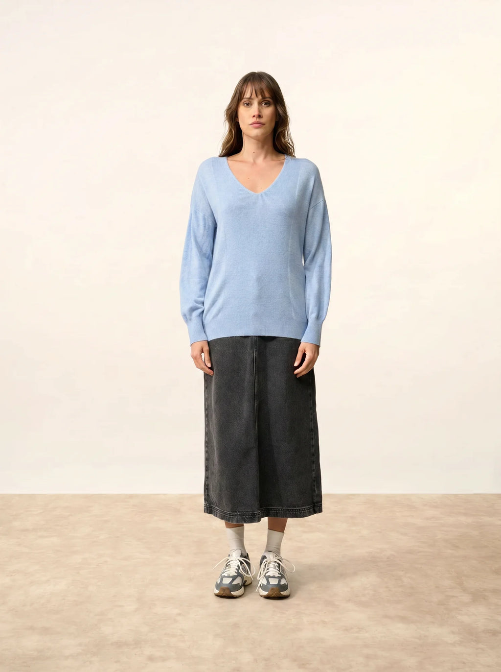 BIRSE pullover v-ausschnitt himmelblau meliert
