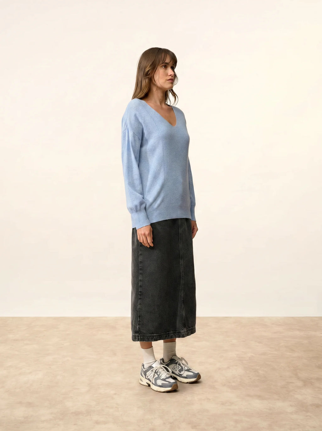 BIRSE pullover v-ausschnitt himmelblau meliert