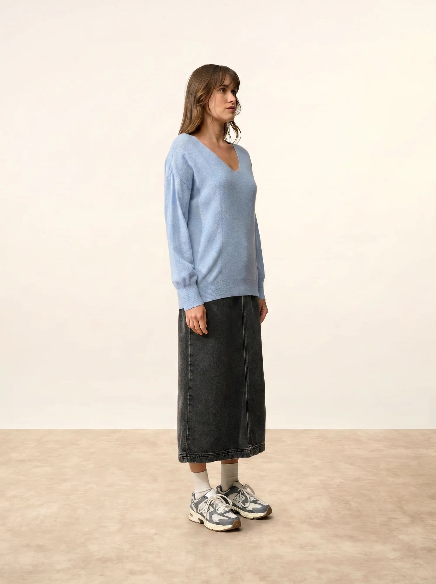 BIRSE pullover v-ausschnitt himmelblau meliert