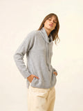 MELROSE Pull Col Montant Cordon Coulissant Fentes Côtés Gris Perle Chiné