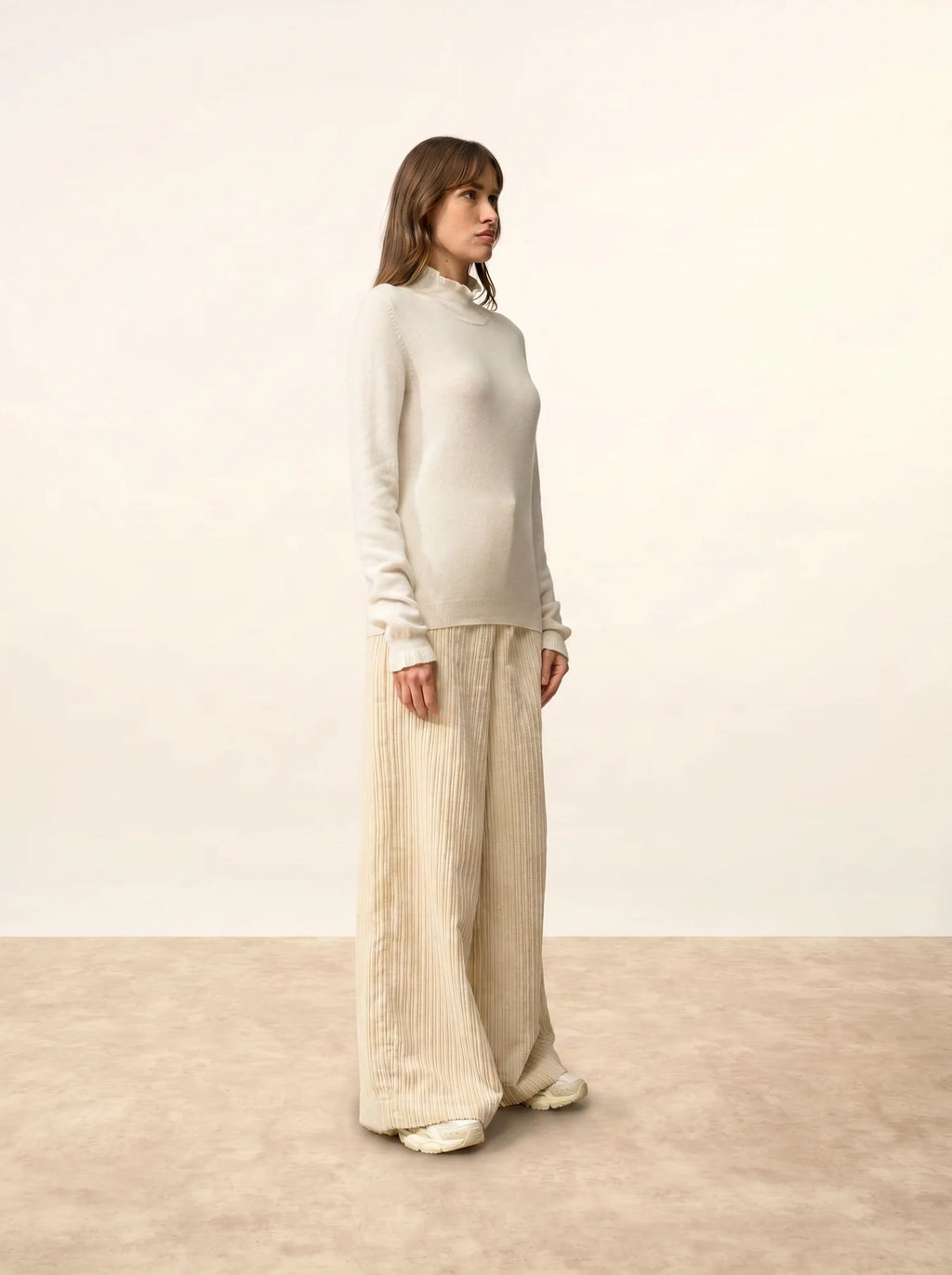 TRILA pull col montant volanté ivoire