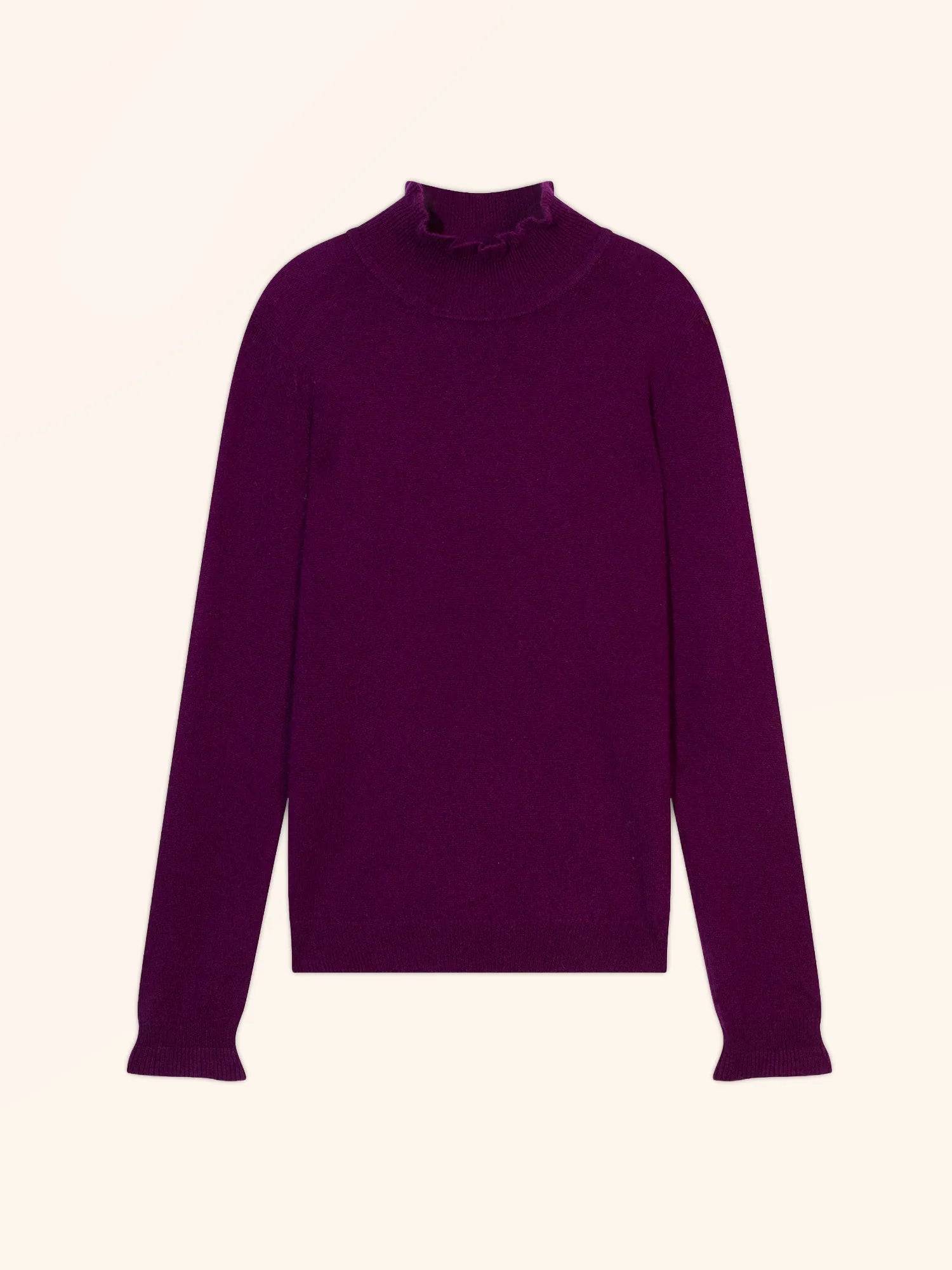 TRILA pullover stehkragen volant pflaume