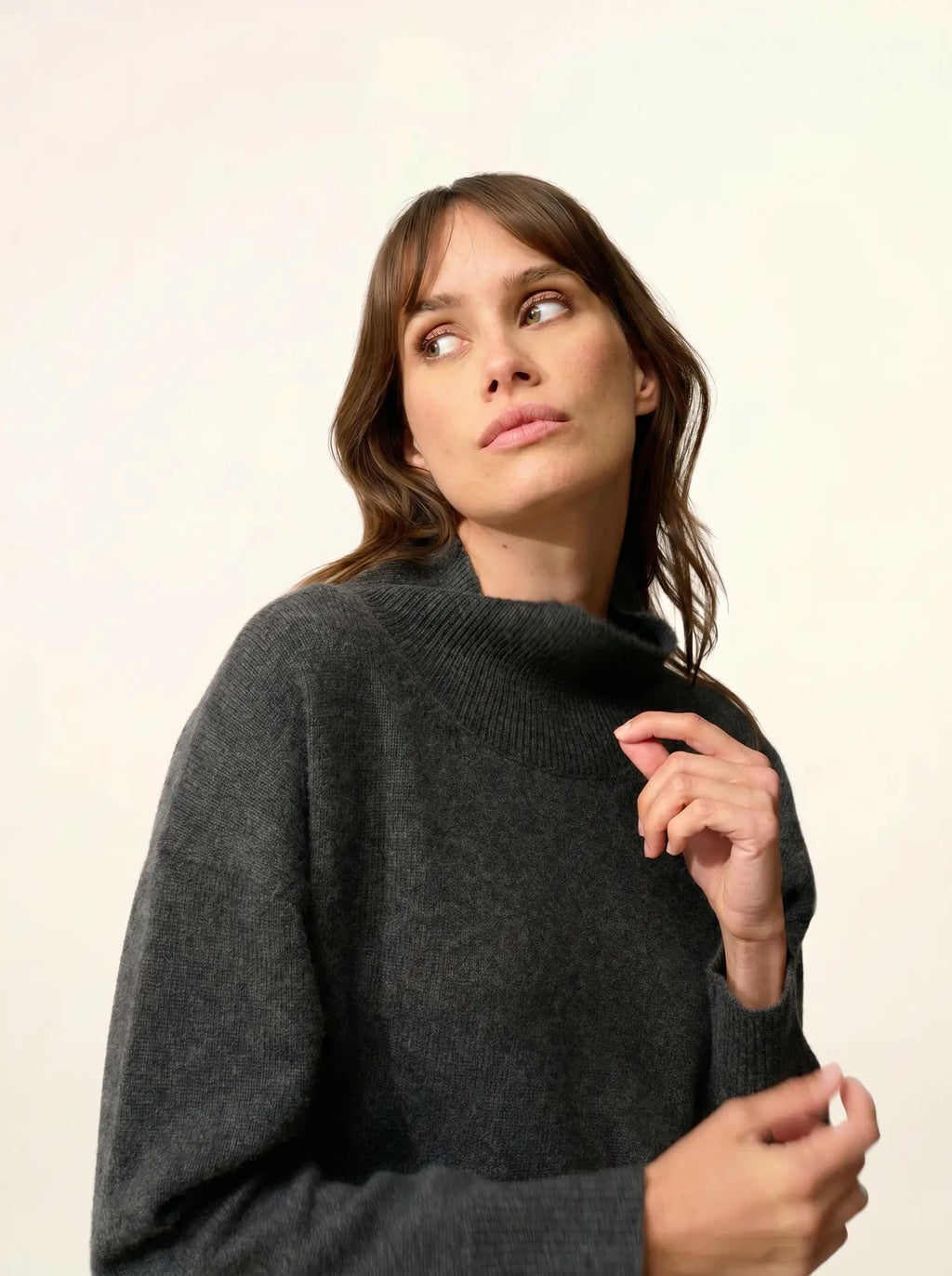ROMY pullover stehkragen 4-fädig carbone meliert
