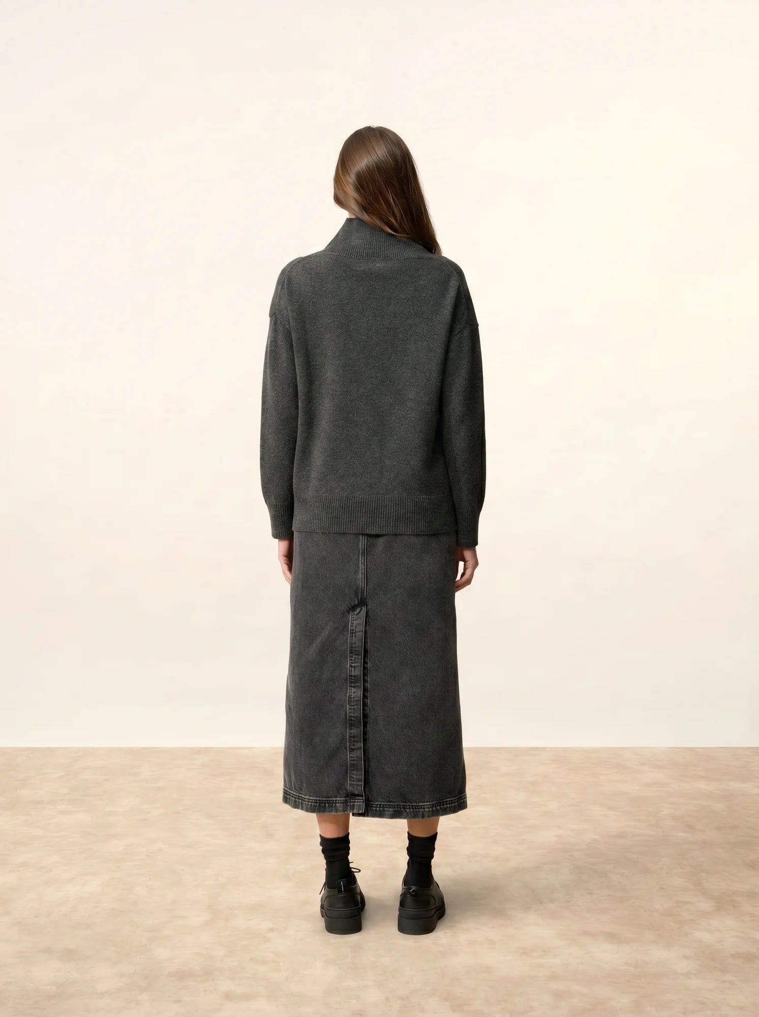 ROMY pullover stehkragen 4-fädig carbone meliert