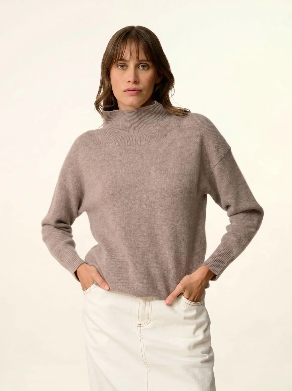 ROMY pullover stehkragen 4-fädig caribou meliert