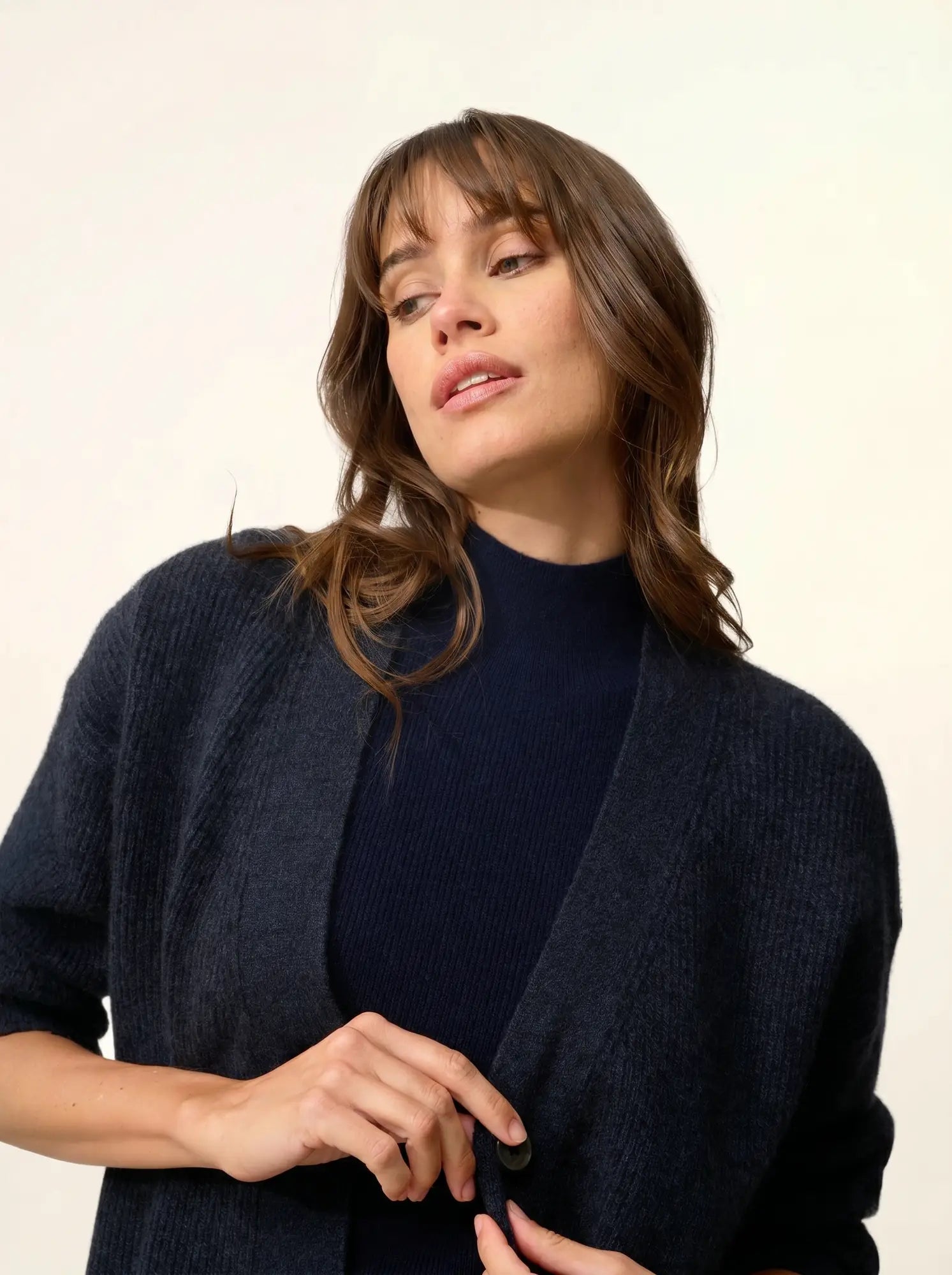 ADELE strickjacke v-ausschnitt caviar