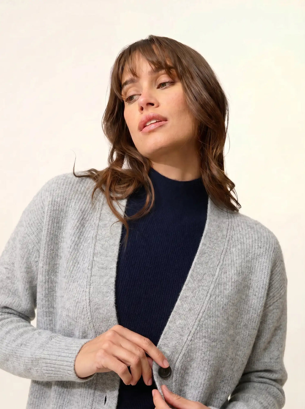 ADELE Cardigan V-Neck Heather Cloud