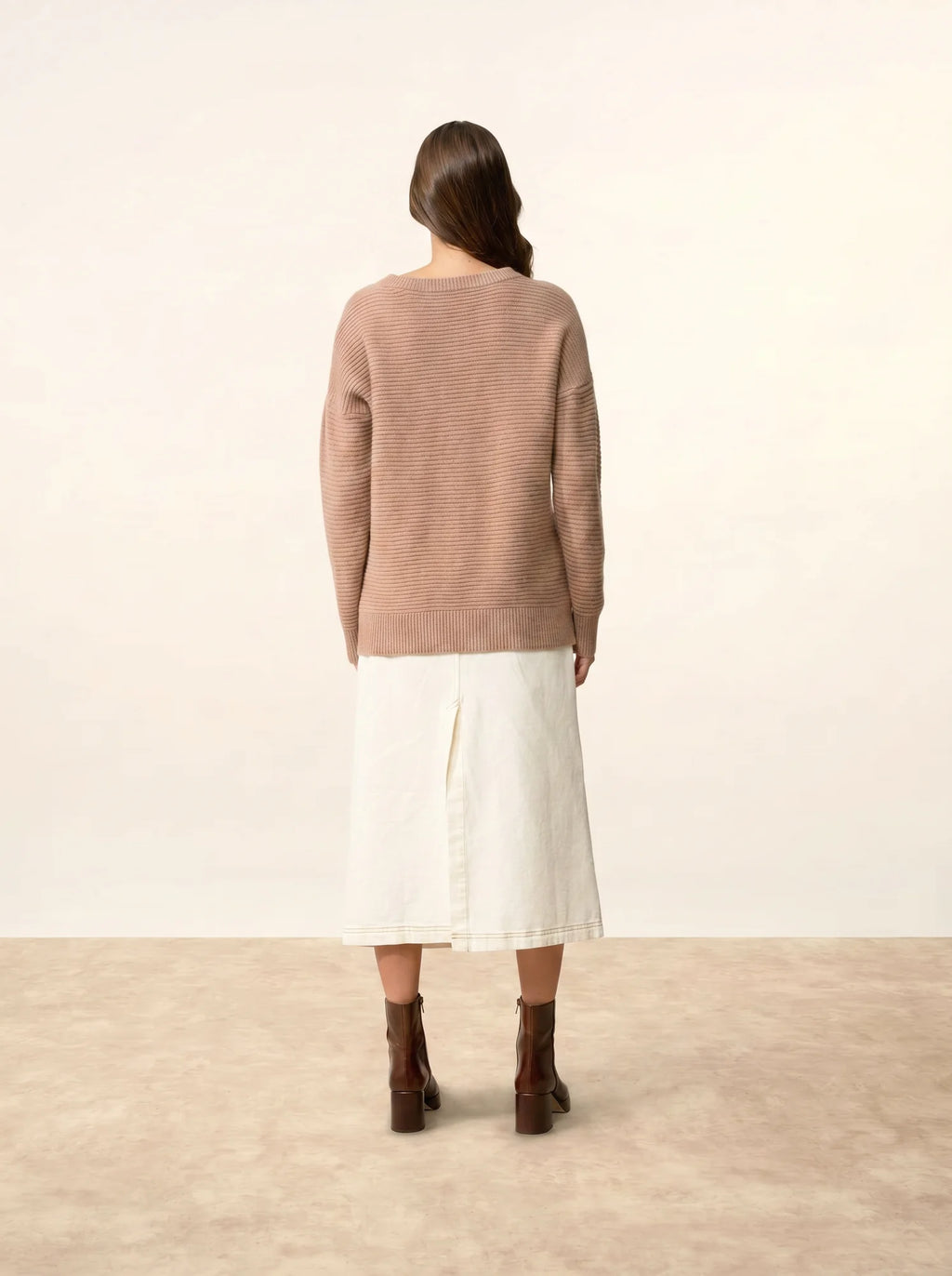 LOUNA pullover rundhalsausschnitt 4-fädig camel meliert