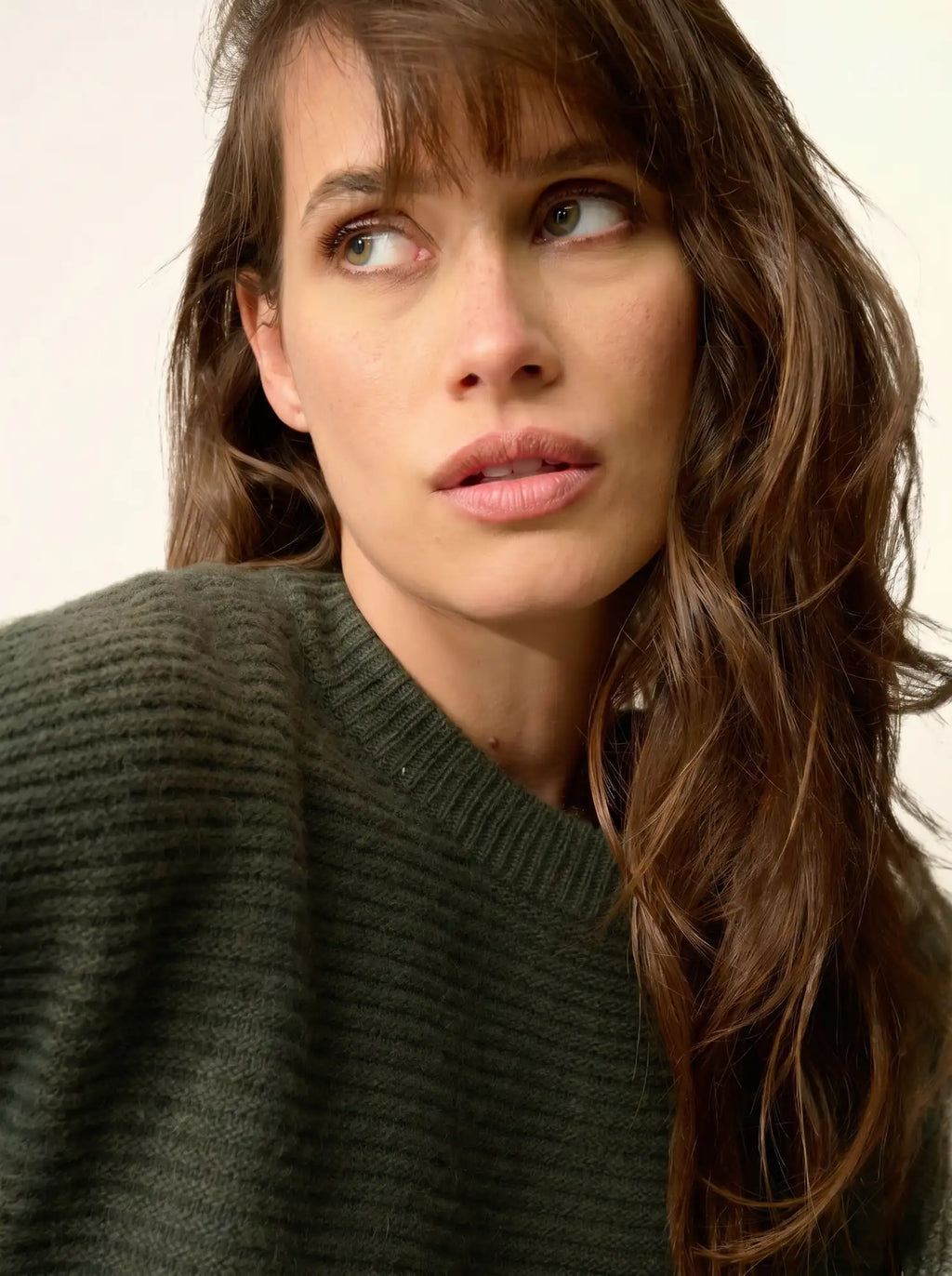 LOUNA pullover rundhalsausschnitt 4-fädig khaki