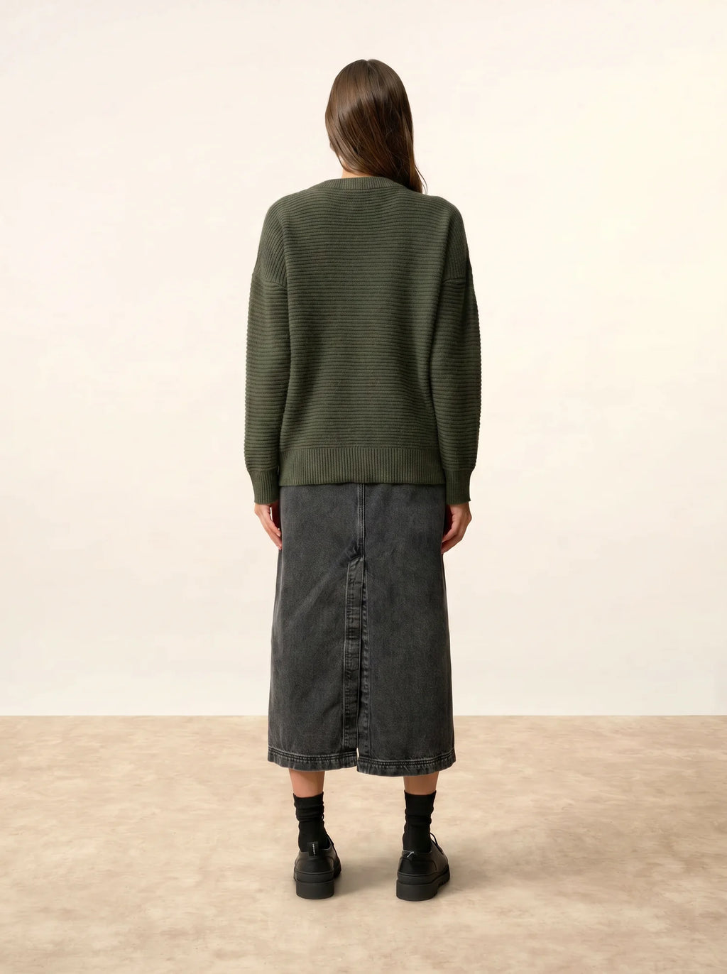 LOUNA pullover rundhalsausschnitt 4-fädig khaki
