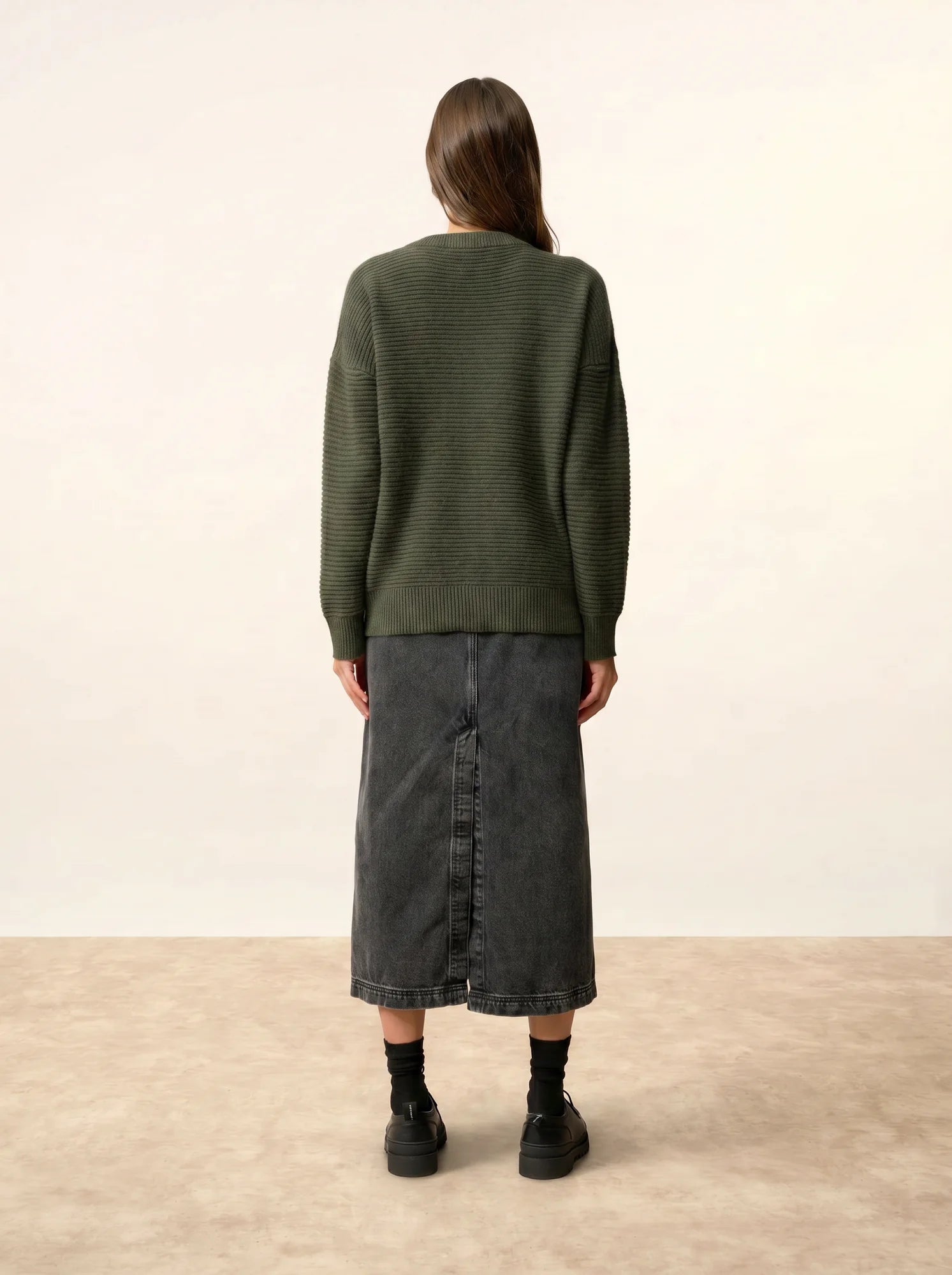LOUNA pullover rundhalsausschnitt 4-fädig khaki