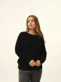 LOUNA pullover rundhalsausschnitt 4-fädig schwarz