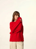 LOUNA pullover rundhalsausschnitt 4-fädig rot