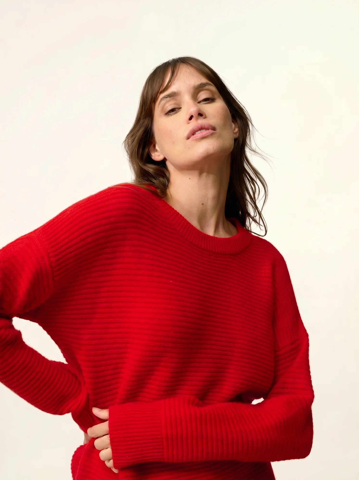 LOUNA pullover rundhalsausschnitt 4-fädig rot