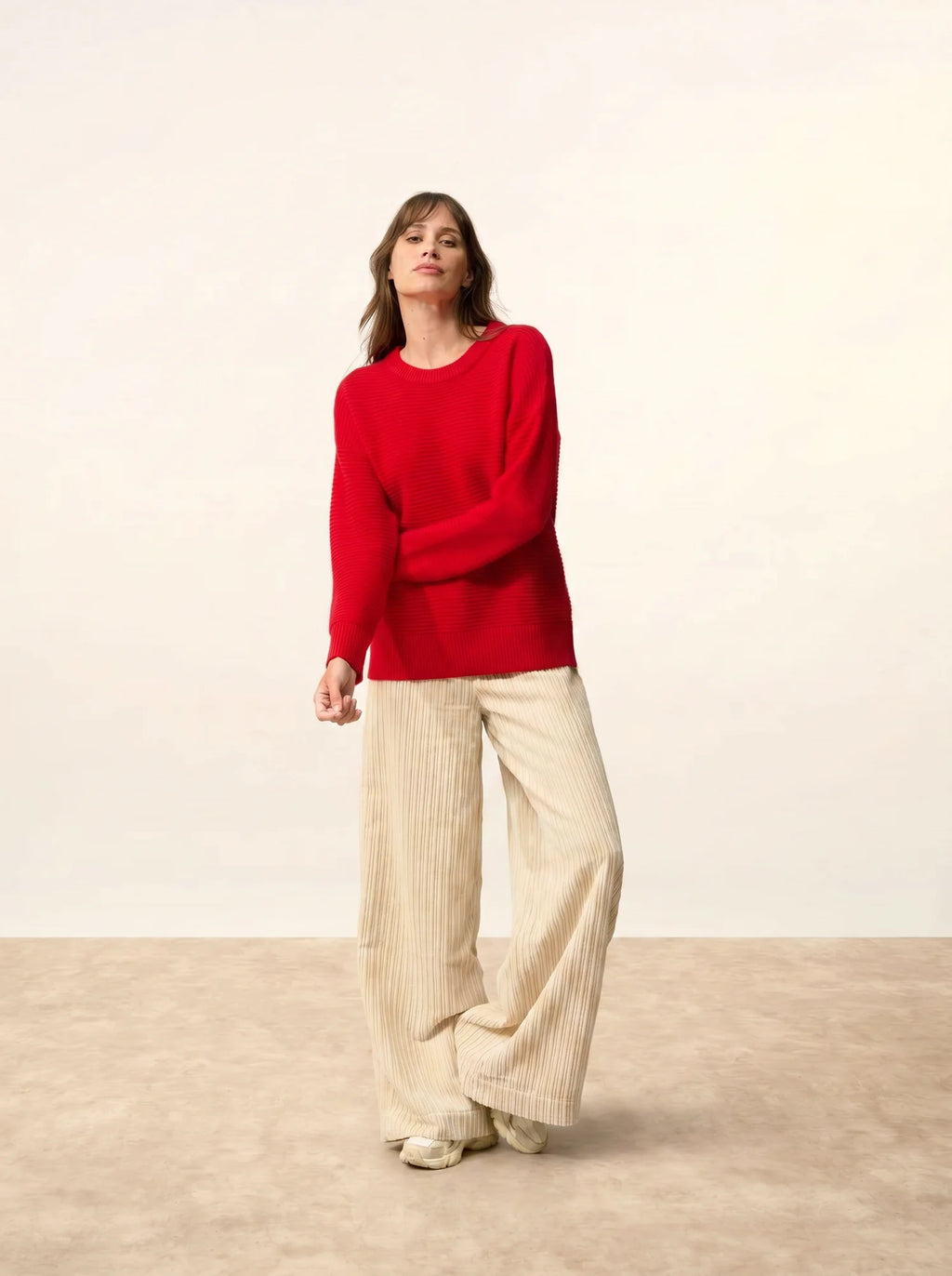 LOUNA pullover rundhalsausschnitt 4-fädig rot