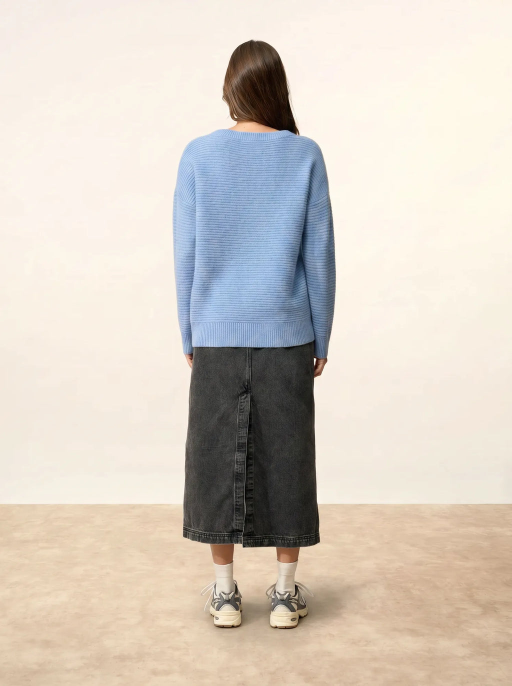 LOUNA pullover rundhalsausschnitt 4-fädig himmelblau