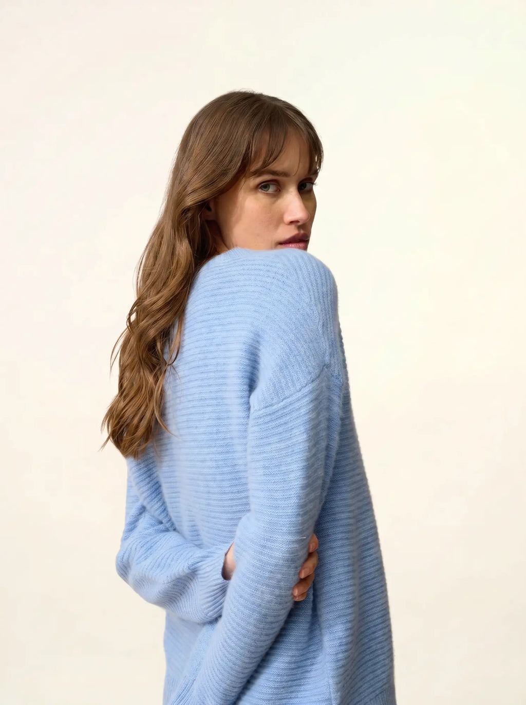 LOUNA pullover rundhalsausschnitt 4-fädig himmelblau