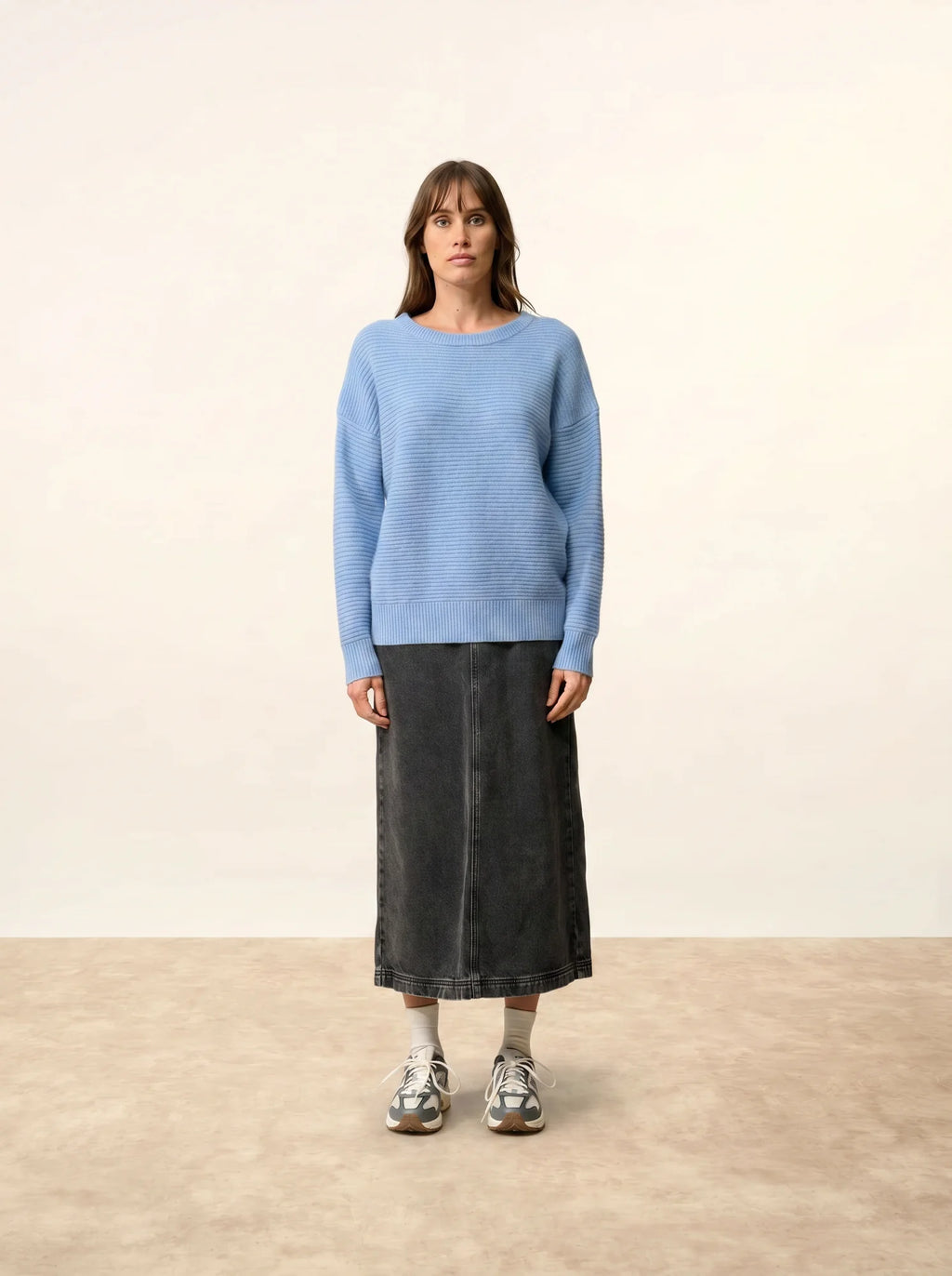 LOUNA pullover rundhalsausschnitt 4-fädig himmelblau