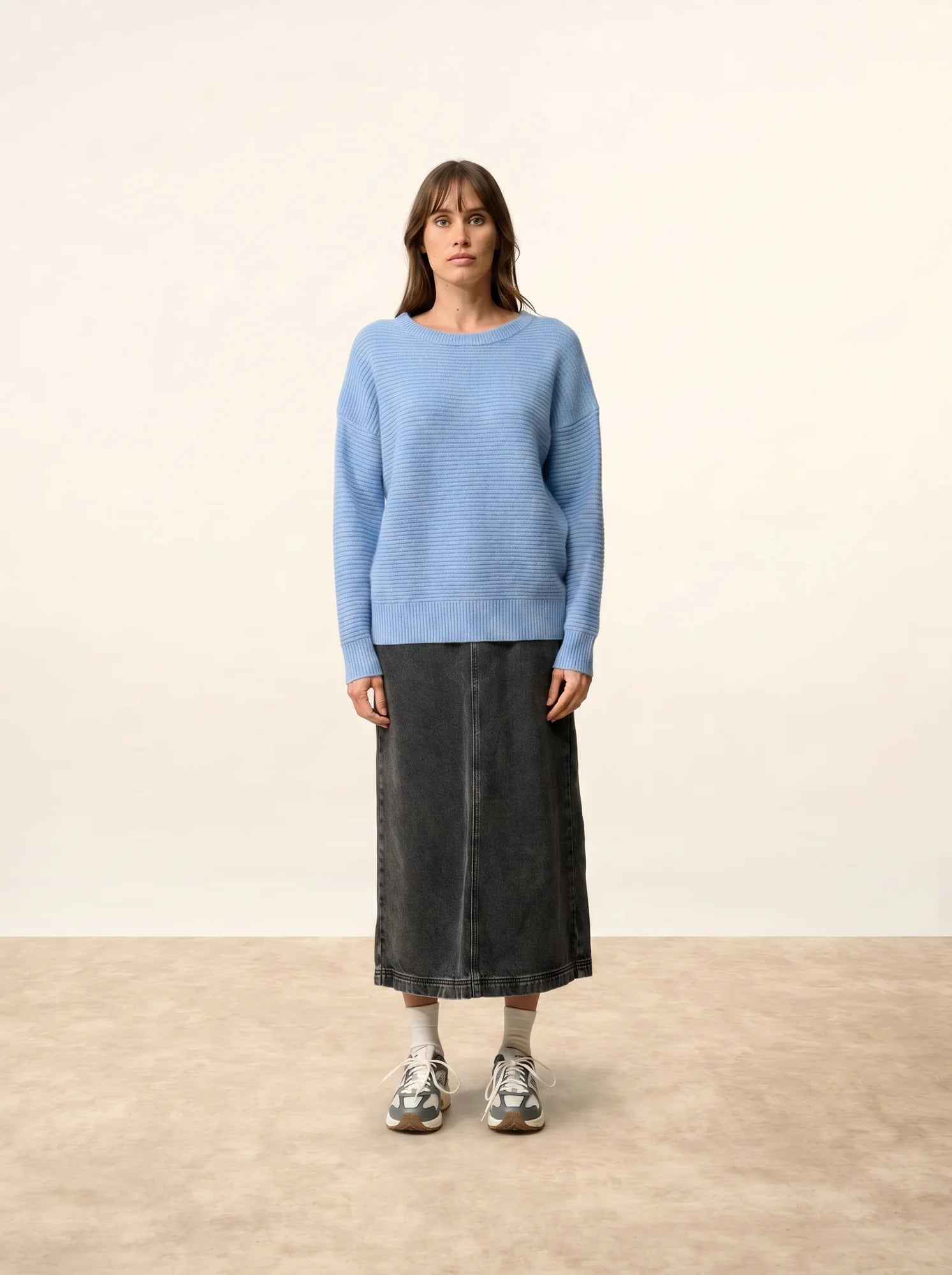 LOUNA pullover rundhalsausschnitt 4-fädig himmelblau