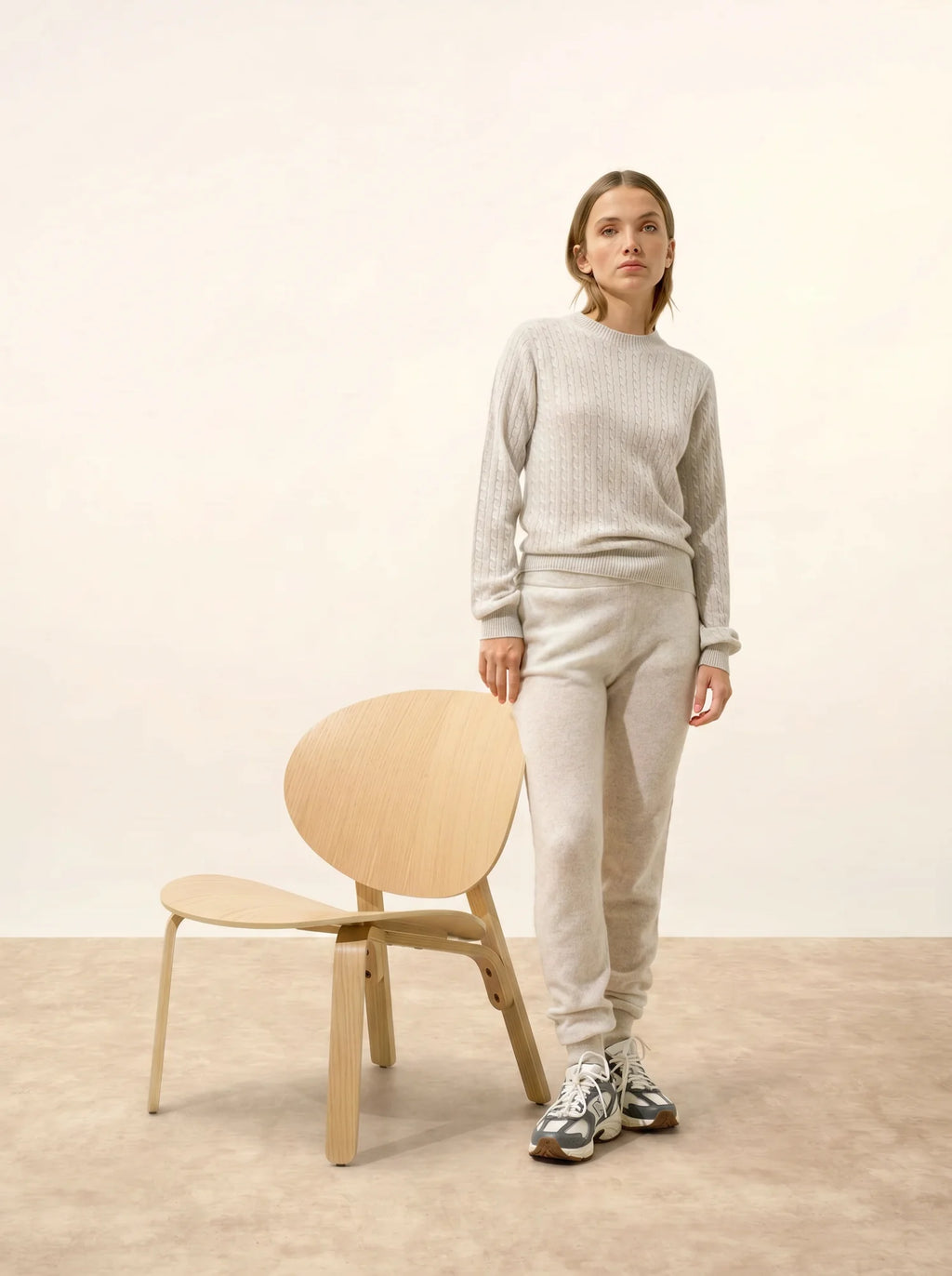 JADE pullover rundhalsausschnitt perlgrau meliert