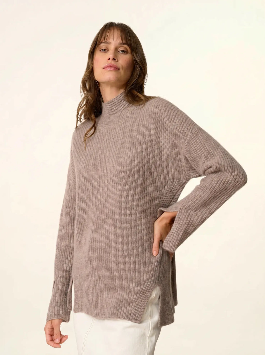 LOUISE pullover stehkragen 4-fädig caribou meliert