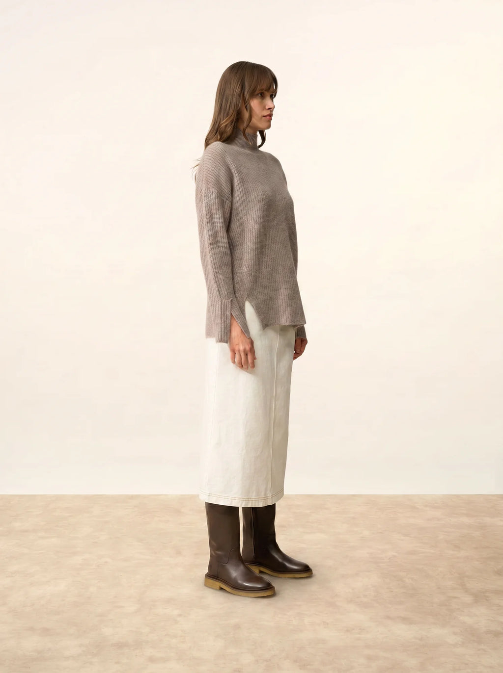 LOUISE pullover stehkragen 4-fädig caribou meliert