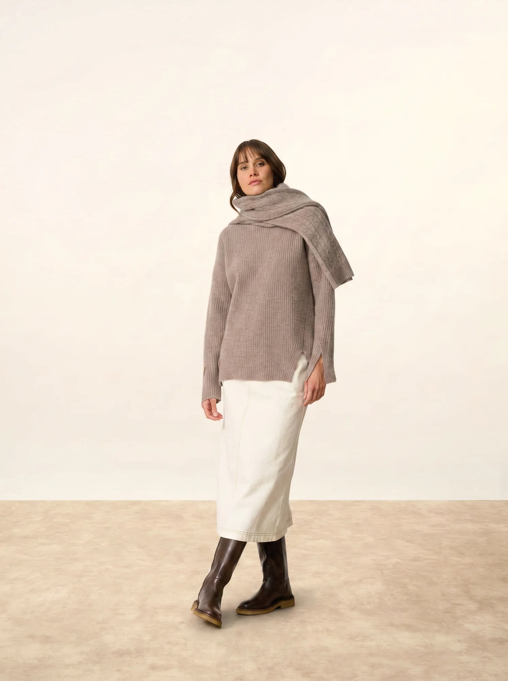 LOUISE pullover stehkragen 4-fädig caribou meliert